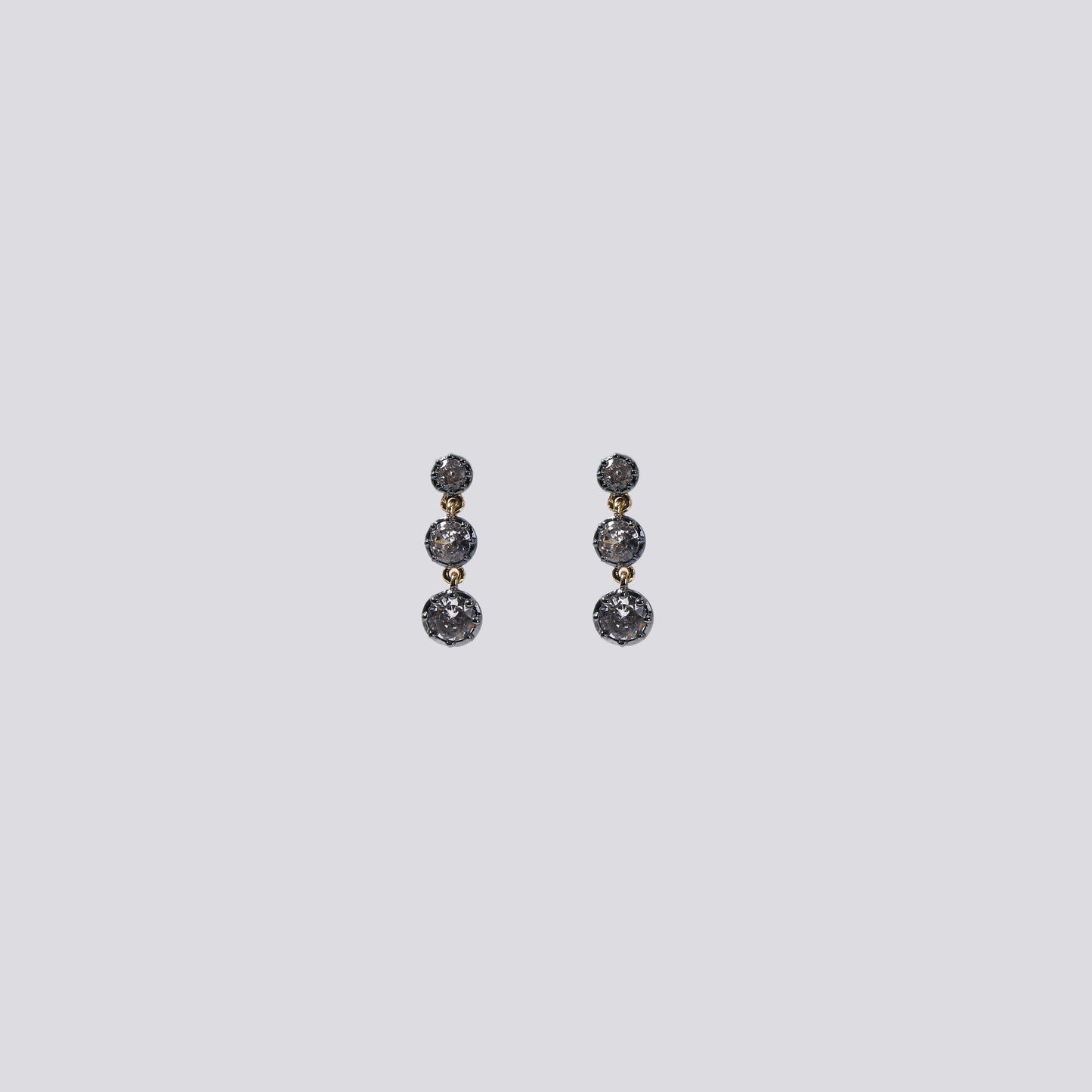 Gunmetal & Black Rhinestone 3-Tier Drop Earrings