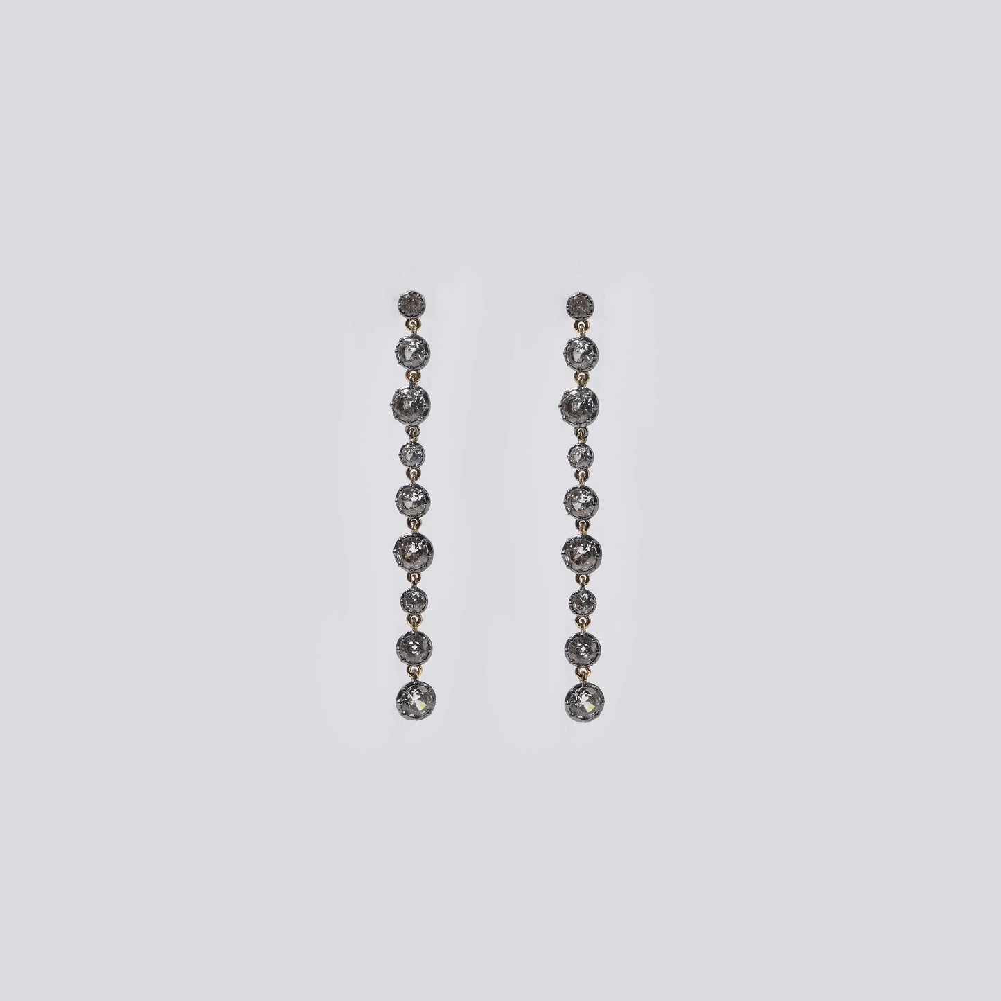 Gunmetal & Black Rhinestone Gradient Long Drop Earrings