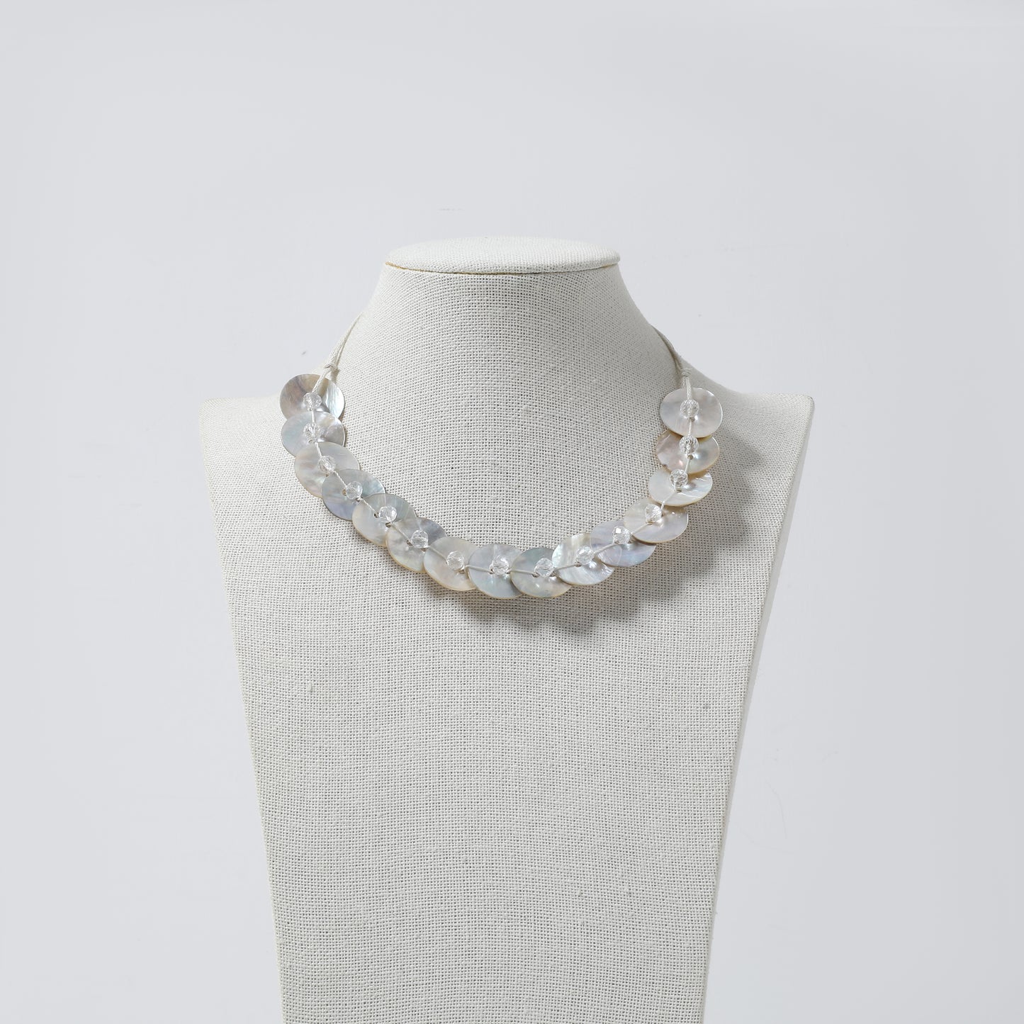 Iridescent Mother-of-Pearl Disc Choker Necklace
