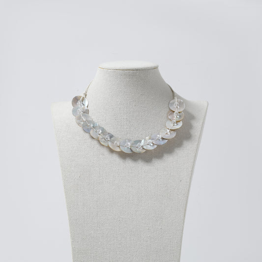 Iridescent Mother-of-Pearl Disc Choker Necklace