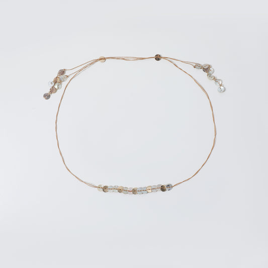 Iridescent Shell Disc Beaded Cord Belt