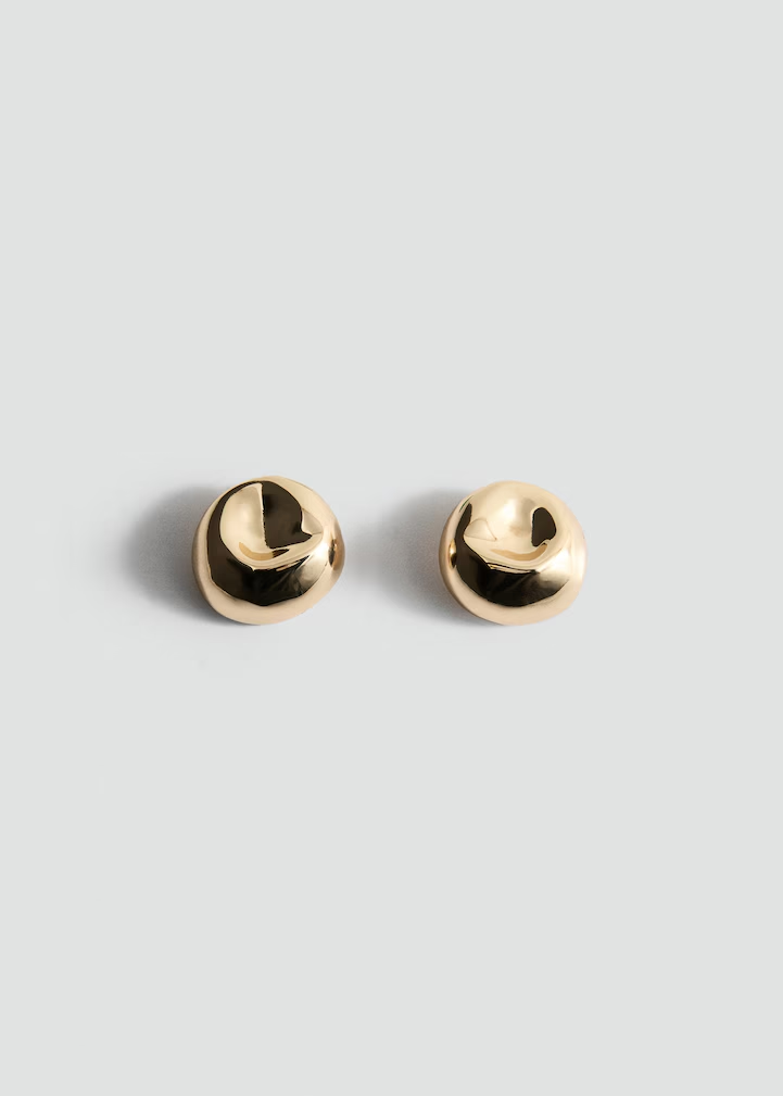 Irregular Concave Hammered Gold Dome Stud Earrings