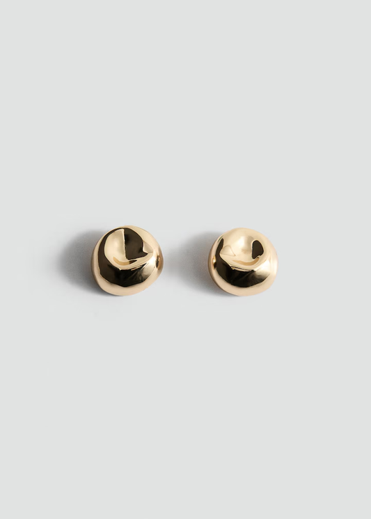 Irregular Concave Hammered Gold Dome Stud Earrings