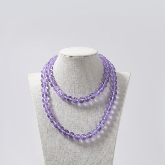 Lavender Translucent Round Bead Layered Necklace
