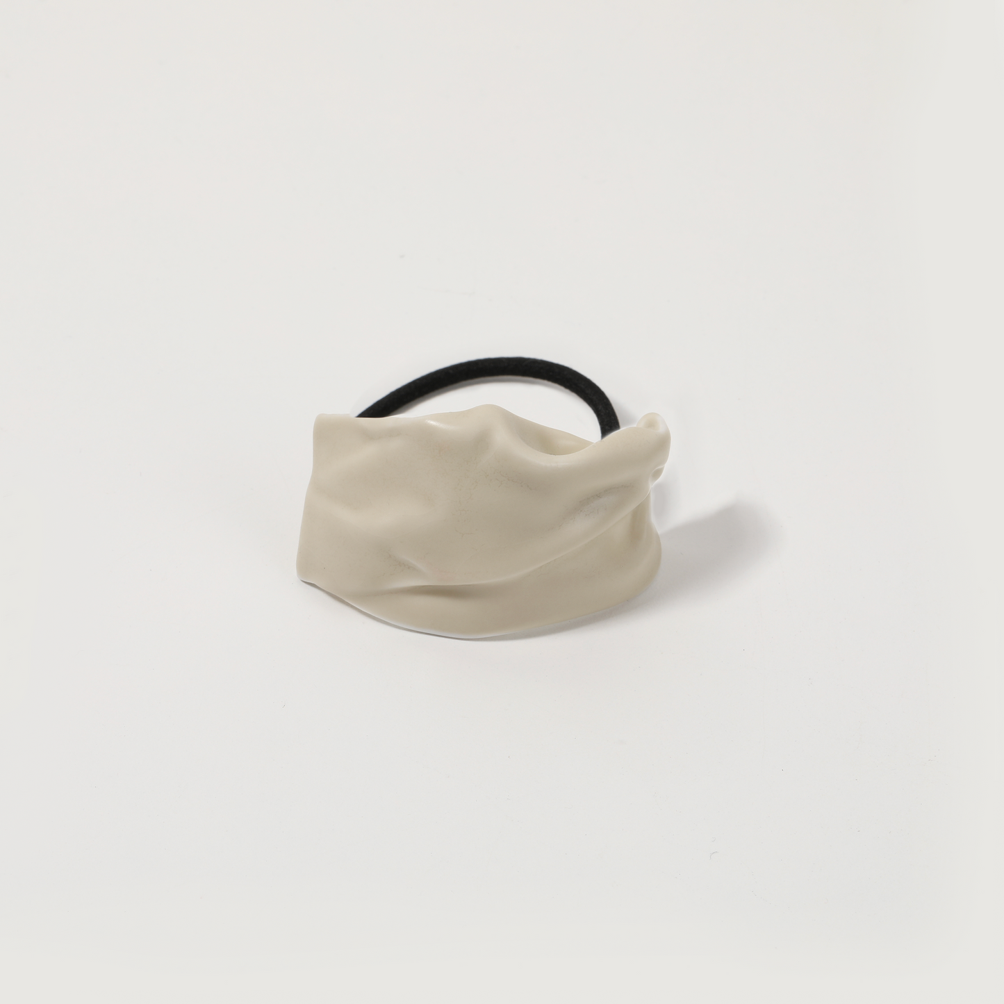 Light Beige-Ceramic Crinkled Irregular Hair Scrunchie