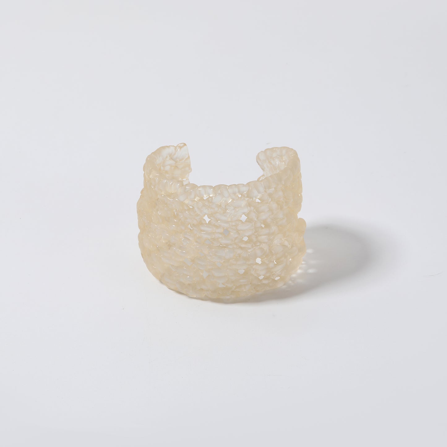 Light Beige Translucent Resin Woven Wide Cuff