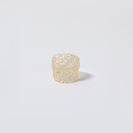 Light Beige Translucent Resin Woven Wide Ring