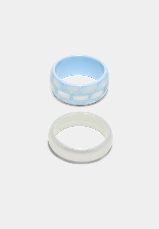 Light Blue and White Resin Bangle Set