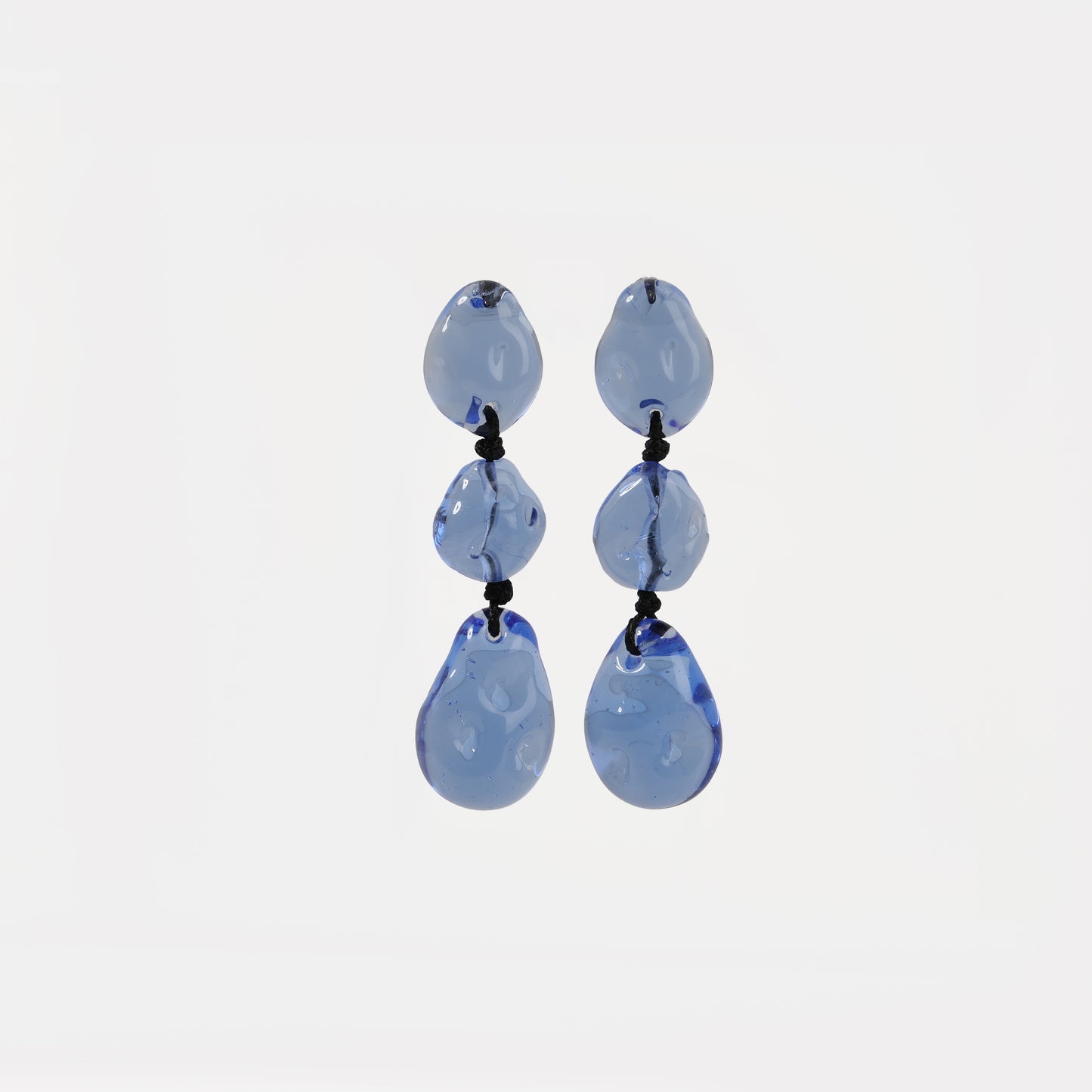 Light blue glass triple-drop earrings