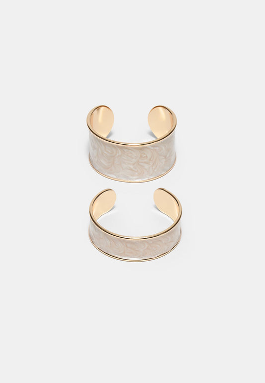 Marbled Resin Gold-Tone Cuff Bracelet Set