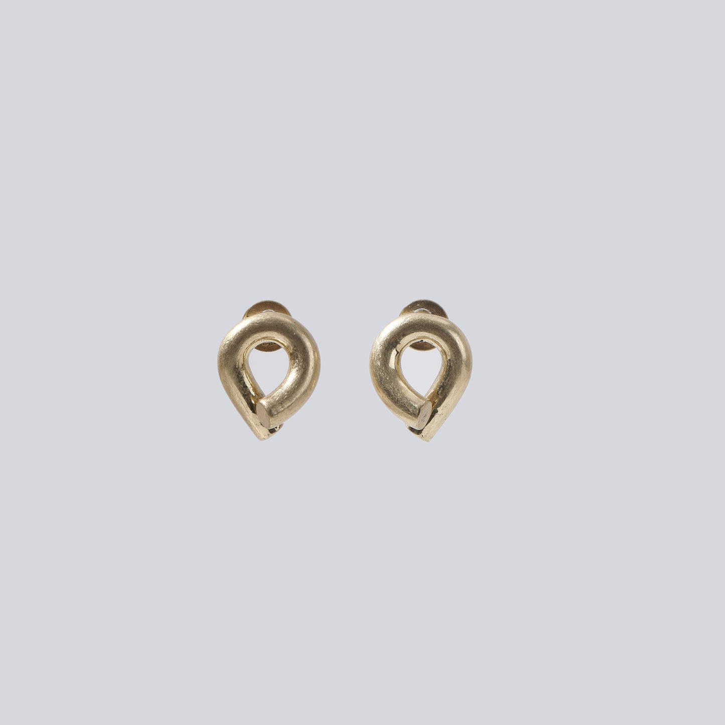 Matte Gold Metal Teardrop Stud Earrings