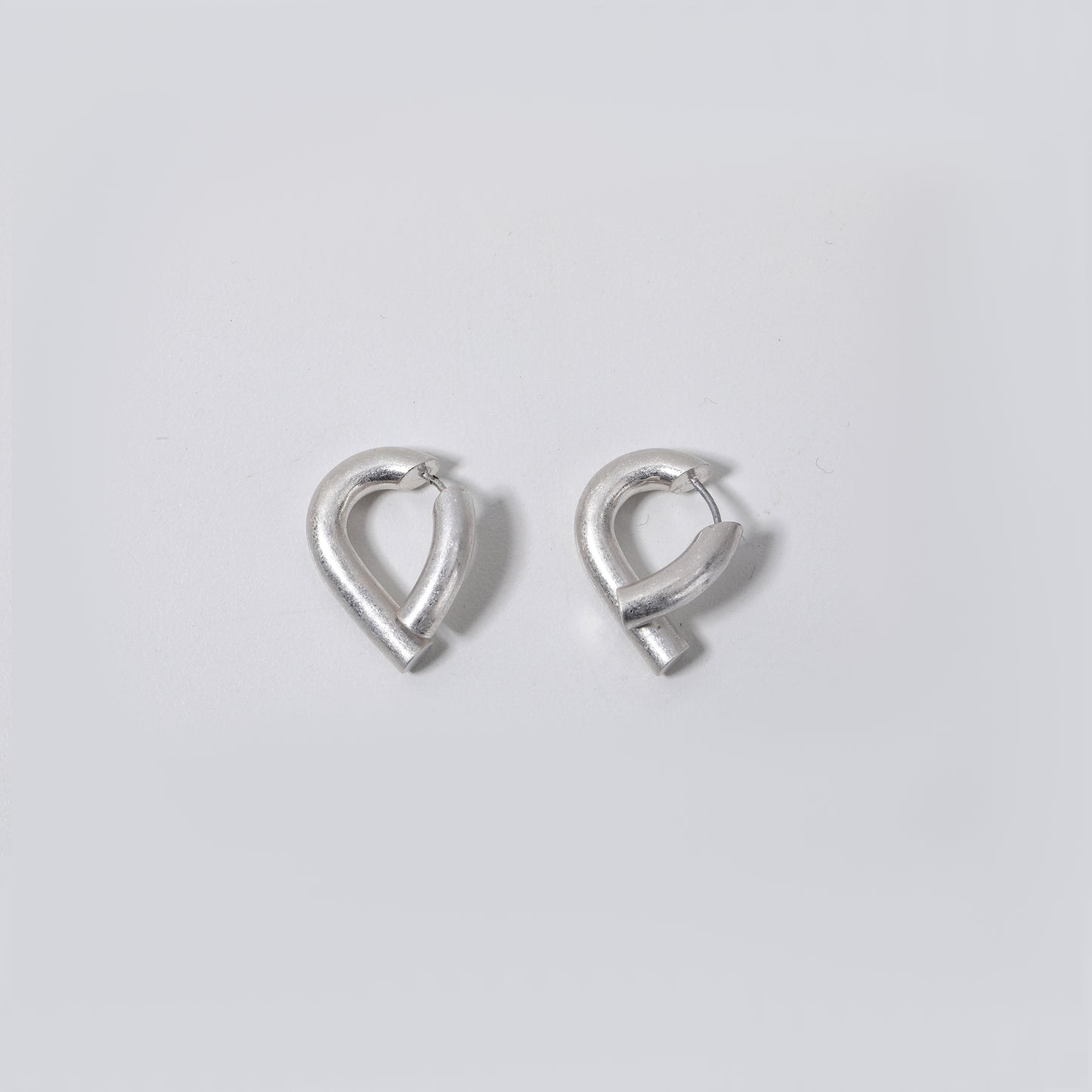 Matte Silver Metal Teardrop Hoop Earrings