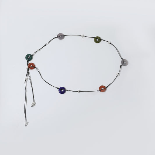 Multi-Color Donut Stone Cord Belt