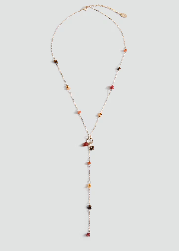 Multi-Tone Chip Stone Y-Drop Lariat Necklace