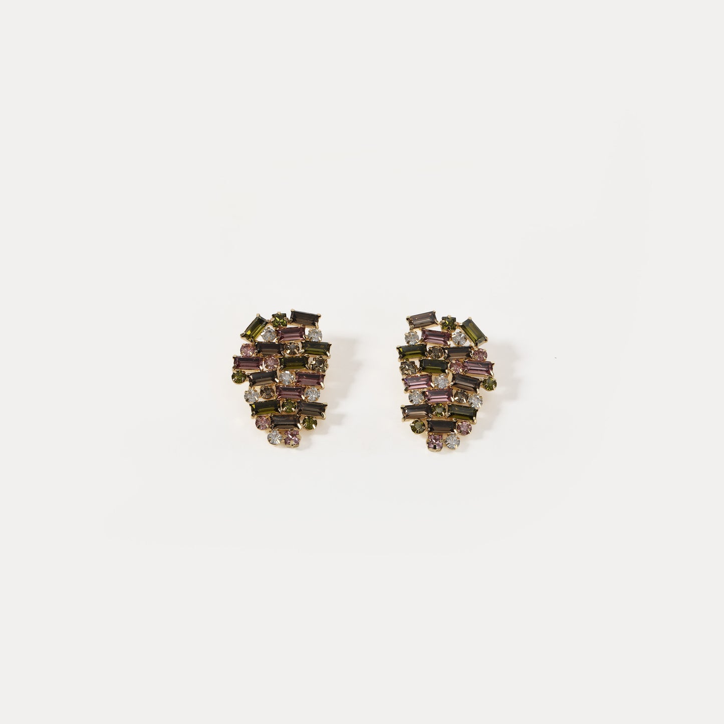 Multi-color baguette crystal radial stud earring