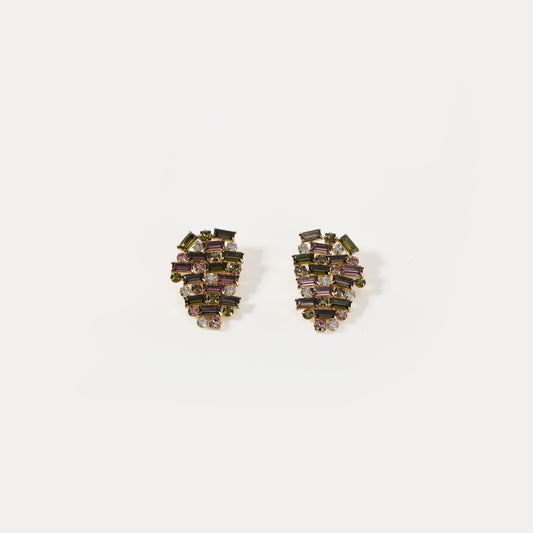 Multi-color baguette crystal radial stud earring