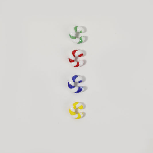 Multicolor Twisted Clay C-shaped Stud Earrings Set