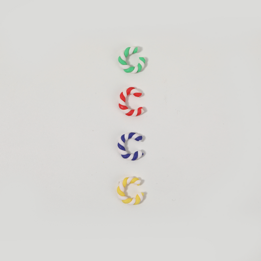 Multicolor Twisted Glass C-shaped Stud Earrings Set