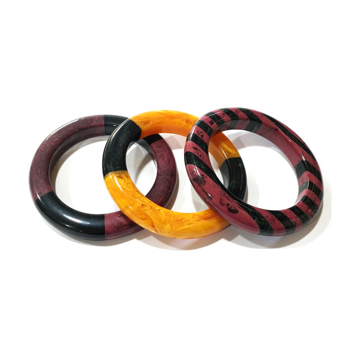 Multicolored Patterned Resin Bracelet Set