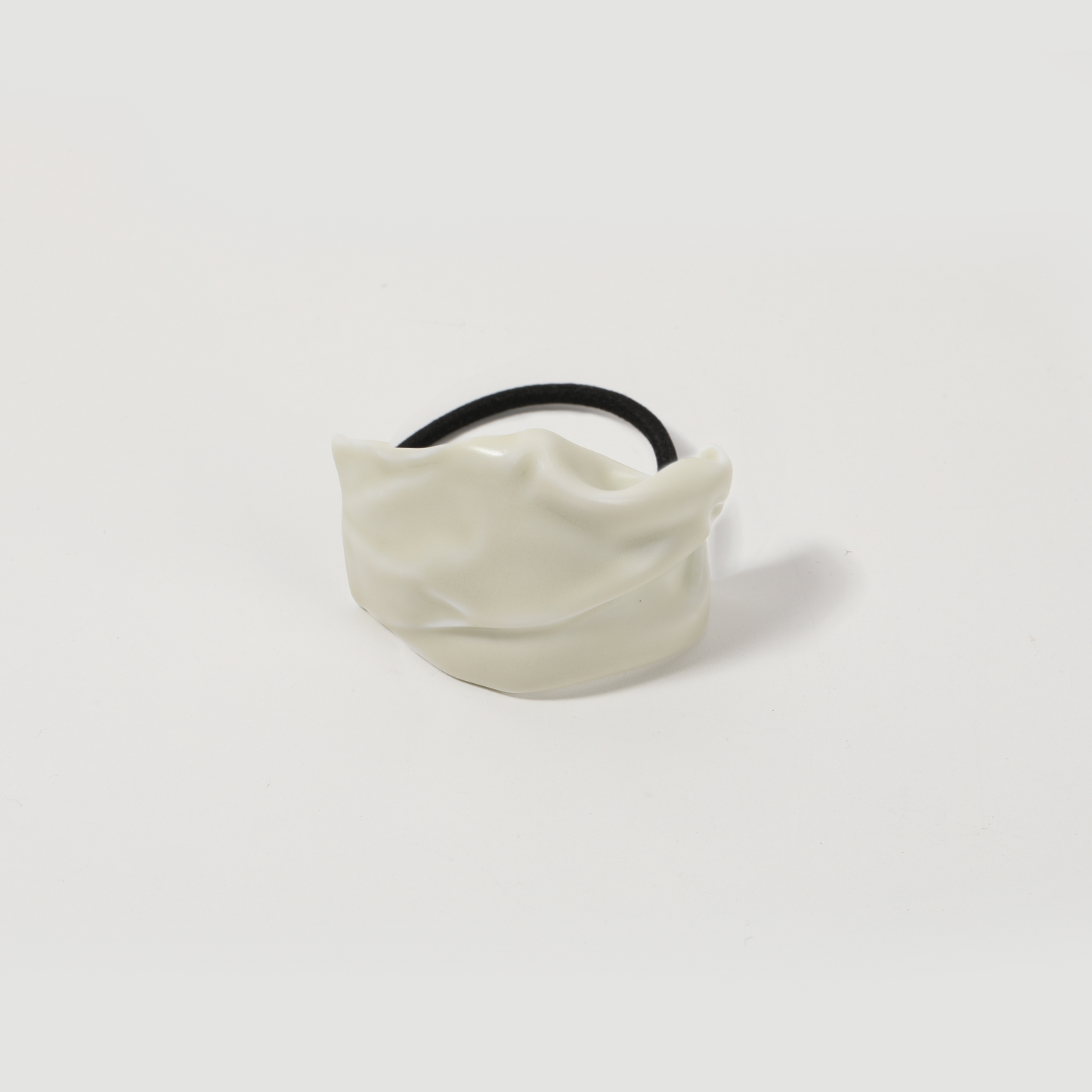 Off-White-Ceramic Crinkled Irregular Hair Scrunchie