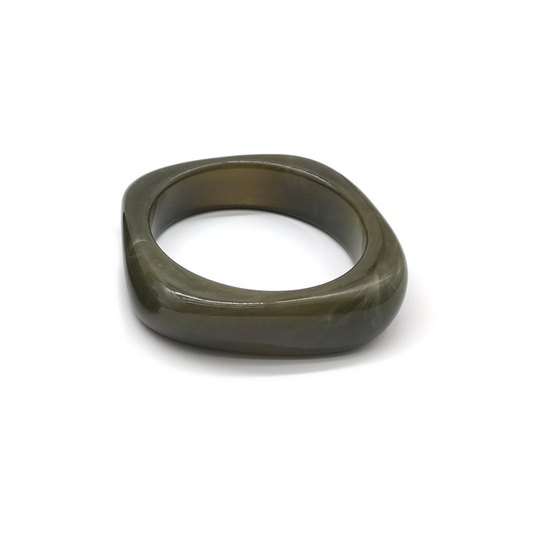 Olive Green Irregular - shaped Resin Bracelet