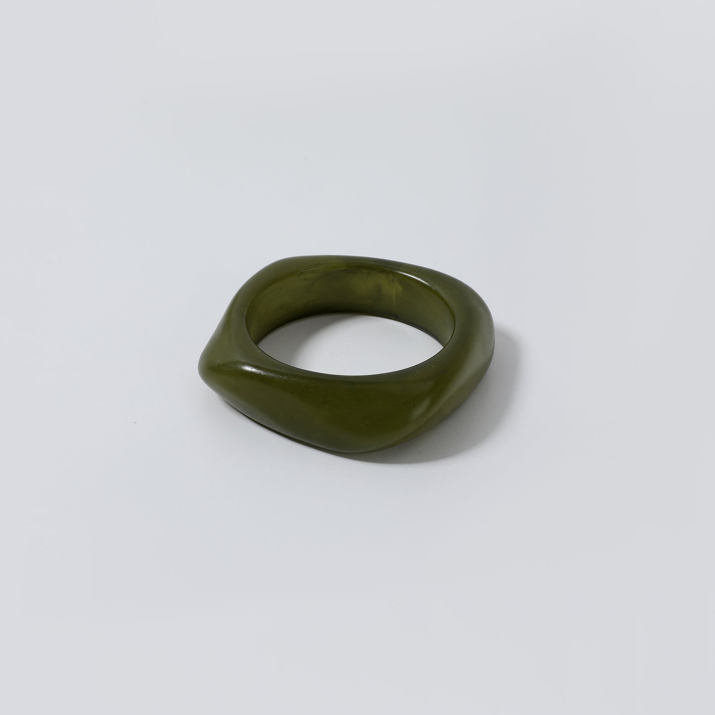 Olive Green Irregular Resin Bangle Bracelet
