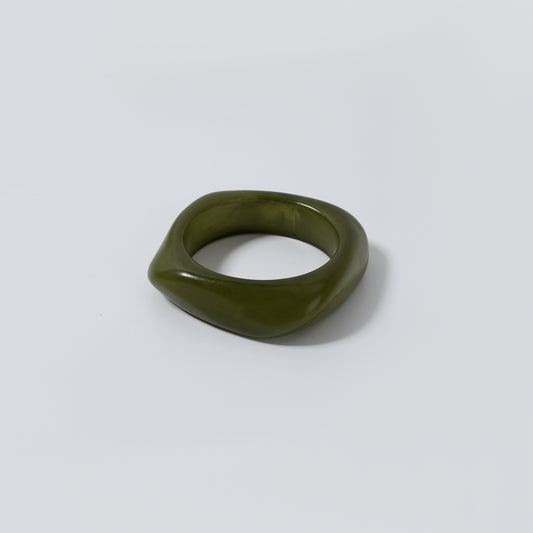 Olive Green Irregular Resin Bangle Bracelet