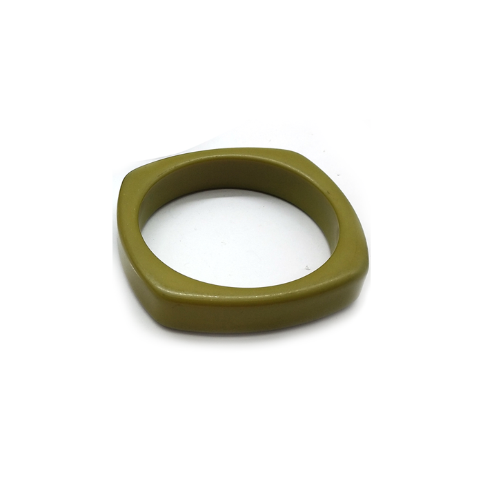 Olive Green Resin Square - shaped Bracelet