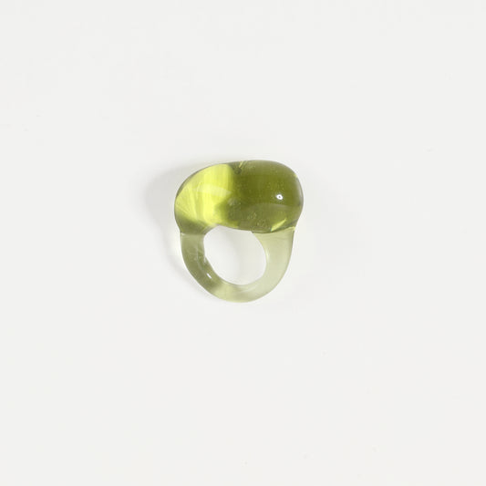 Olive green gradient domed chunky glass ring