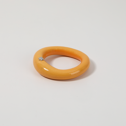 Orange-Glossy Oval Closed Bracelet with Star Detail