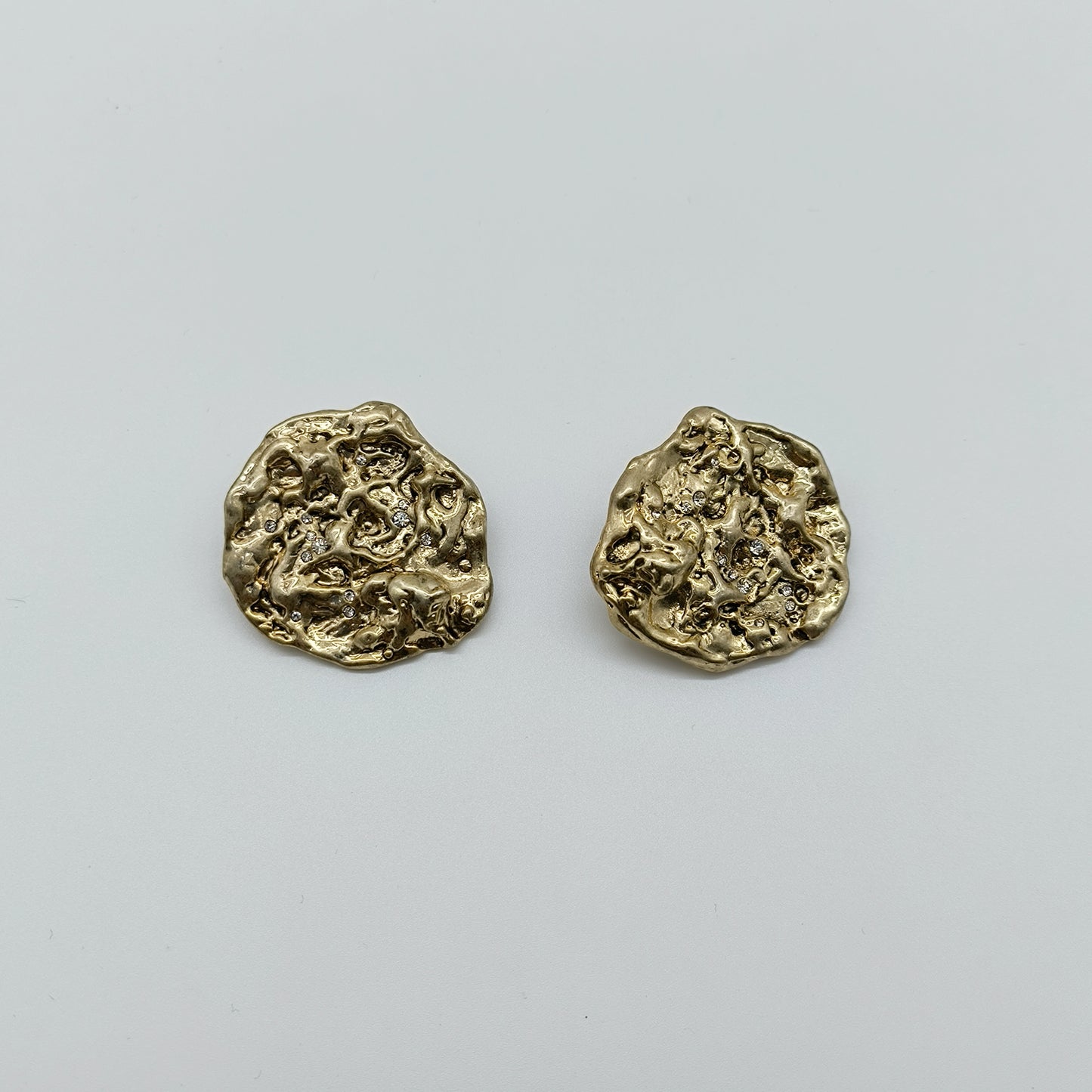 Handmade Vintage Gold Stud Earrings – Organic Textured Design for Women