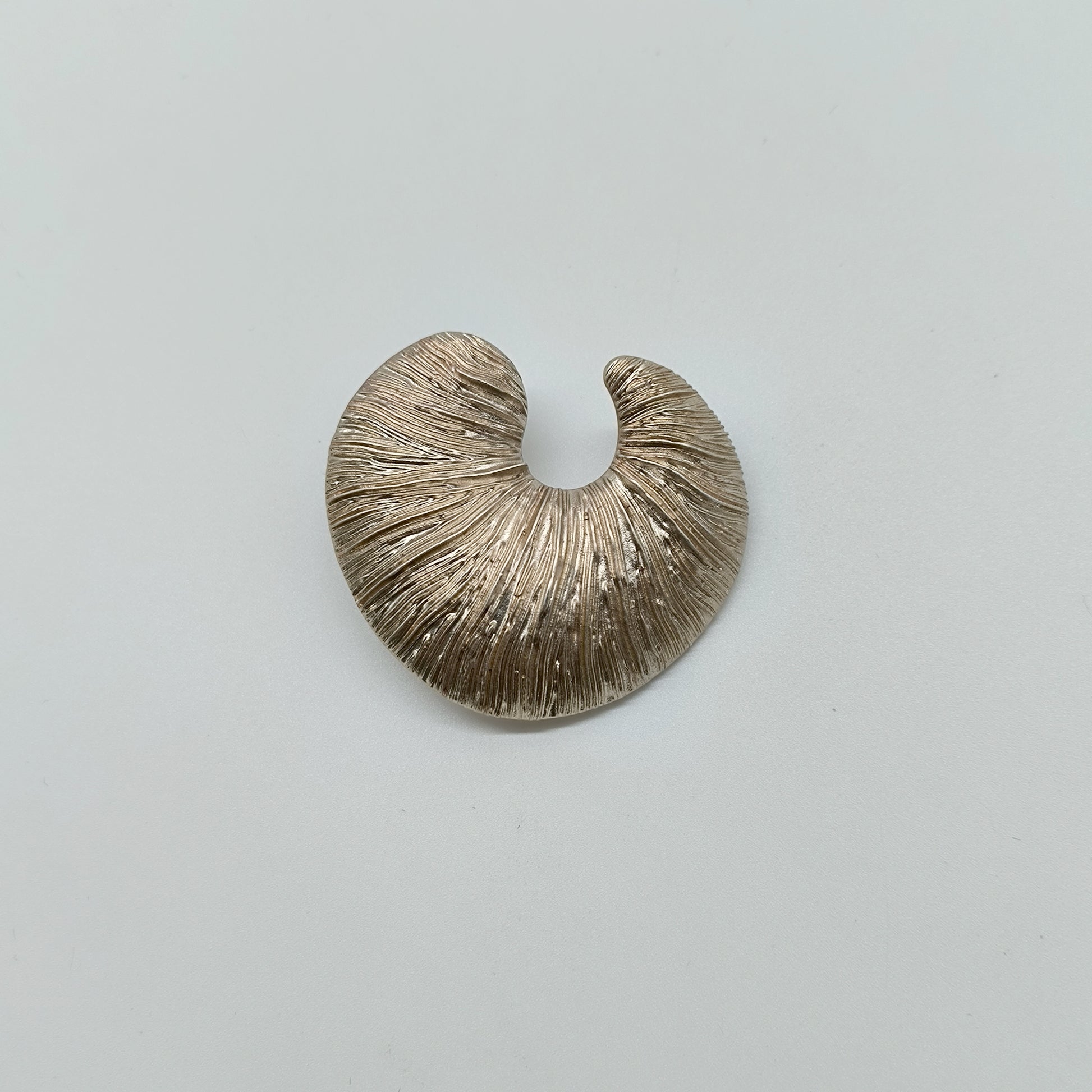 Abstract Silver Tone Brooch – Large Vintage Statement Pin with Texture