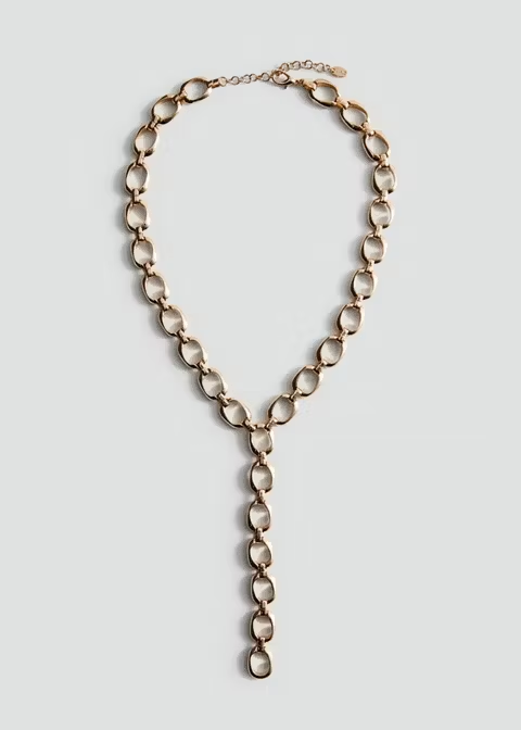 Oval Open Link Gold Lariat Necklace