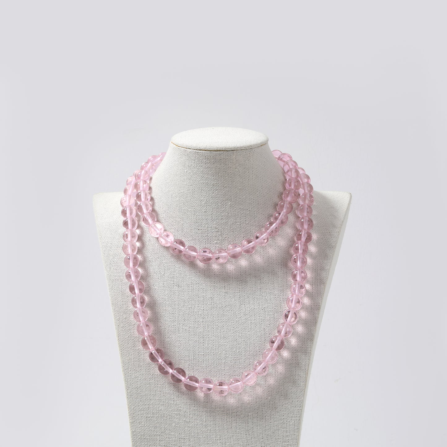 Pink Beaded Double-Layer Long Necklace