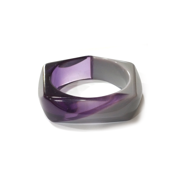 Purple and Grey Two - tone Irregular - shaped Resin Bracelet