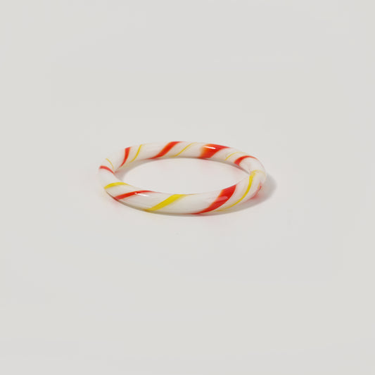Red-Yellow-White Glass Round Closed Bracelet