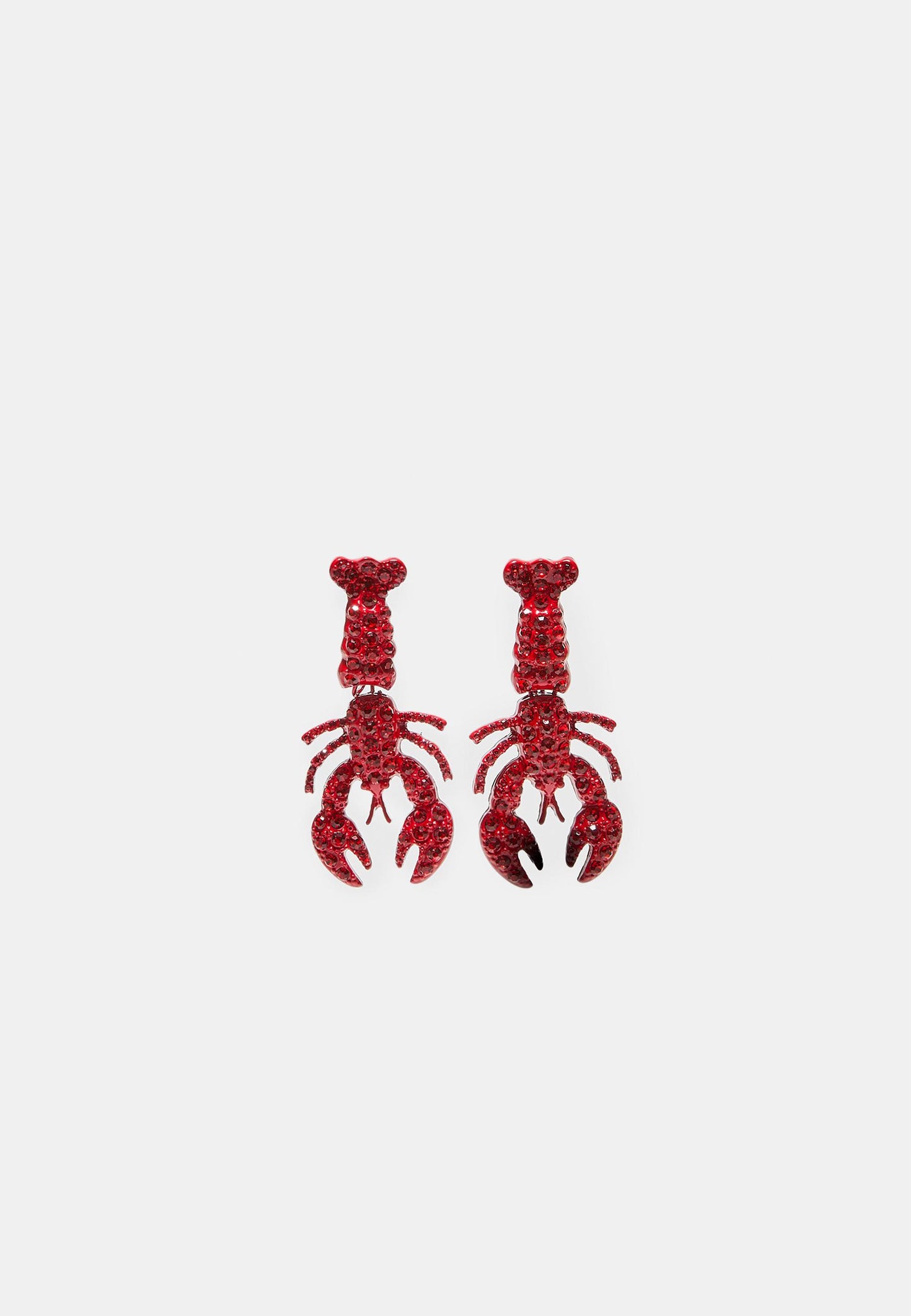 Red Crystal Lobster Drop Earrings