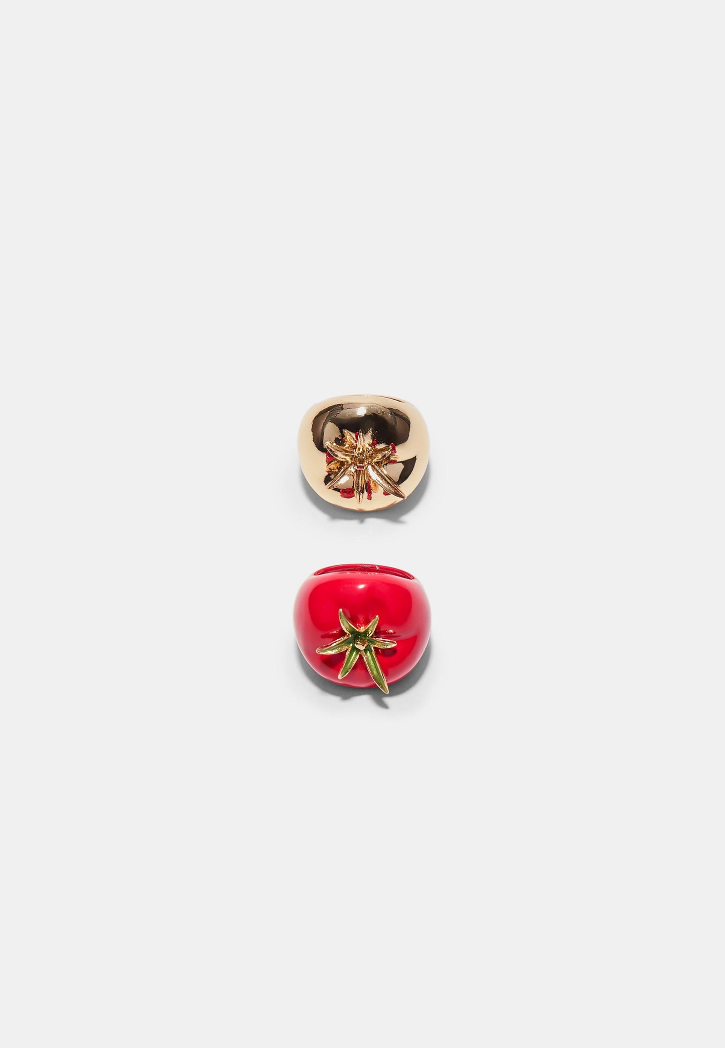 Red Tomato & Gold Tomato Stud Ring Set