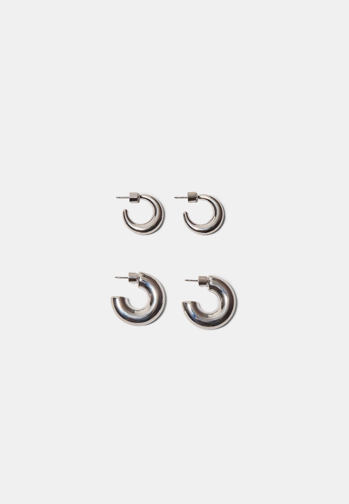 Silver Chunky Hoop Earring Set