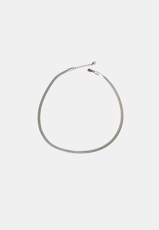 Silver Herringbone Chain Choker