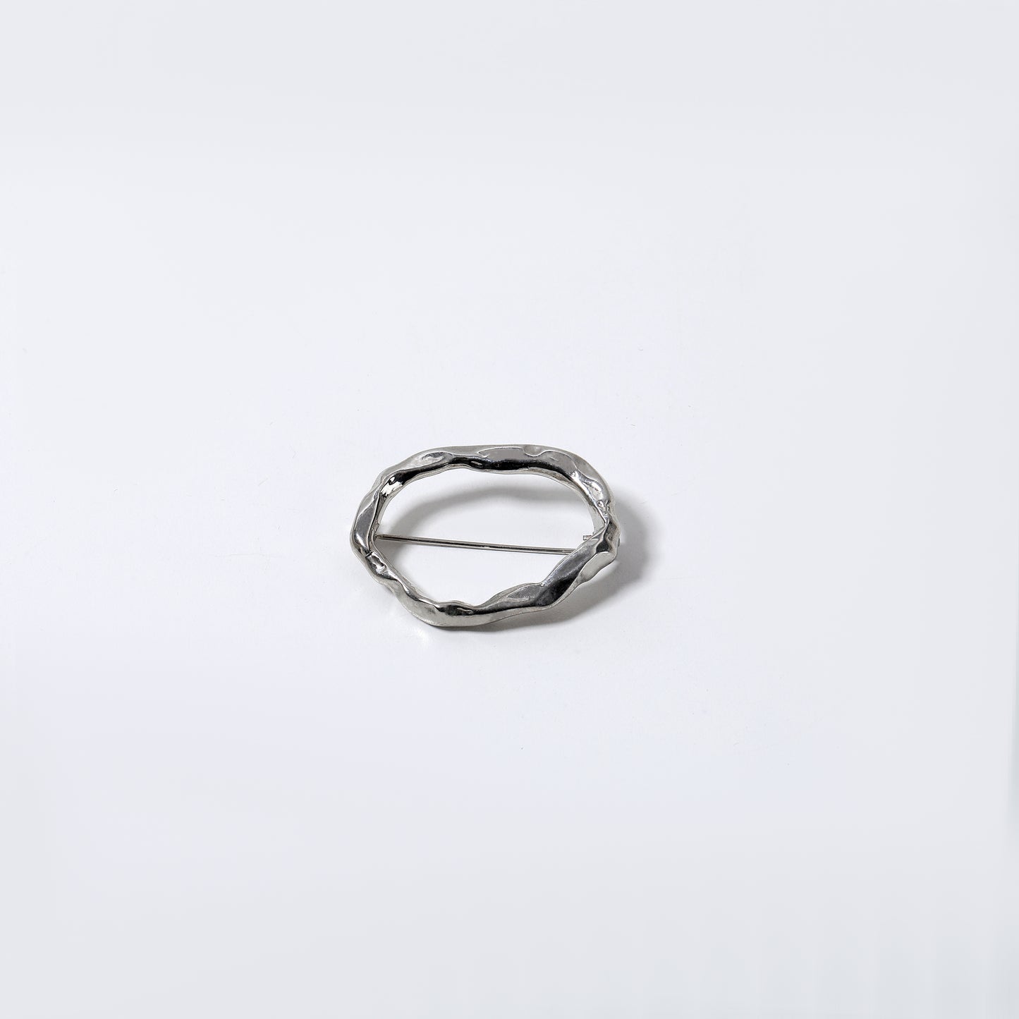 Silver Irregular Oval Brooch