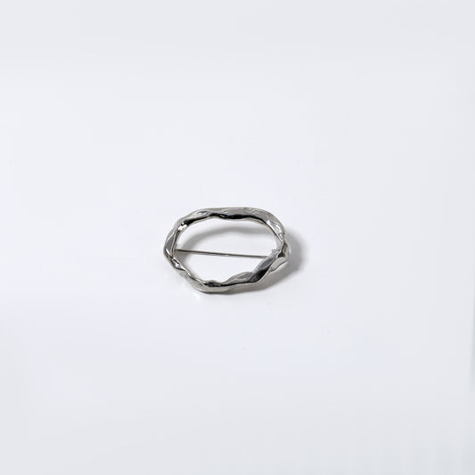 Silver Irregular Oval Brooch