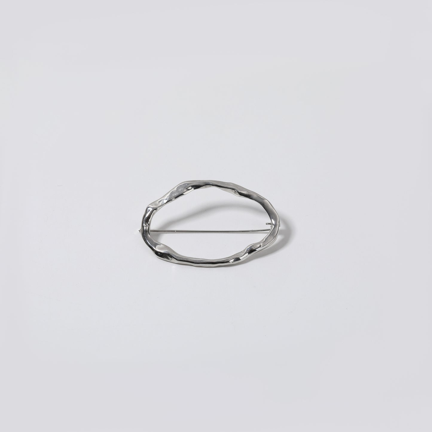 Silver Irregular Oval Brooch