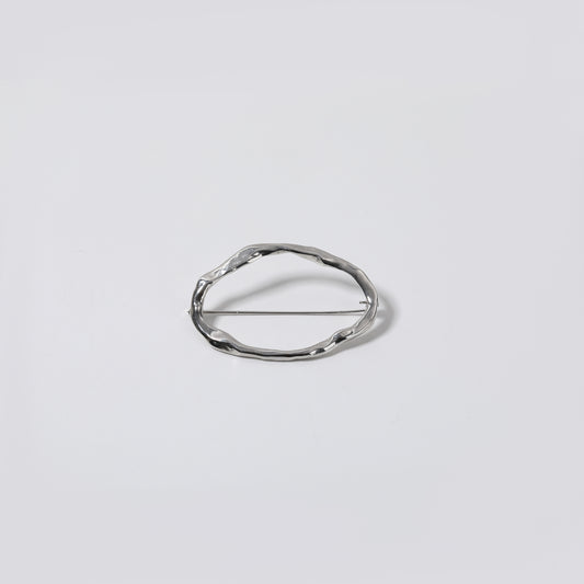 Silver Irregular Oval Brooch