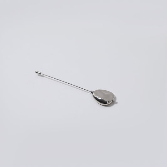 Silver Irregular Oval Stick Brooch