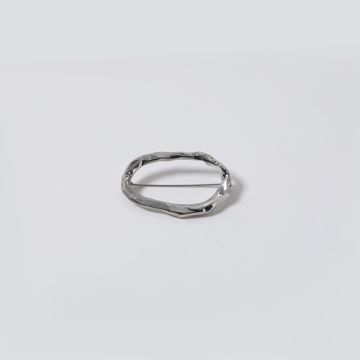 Silver Irregular Round Brooch