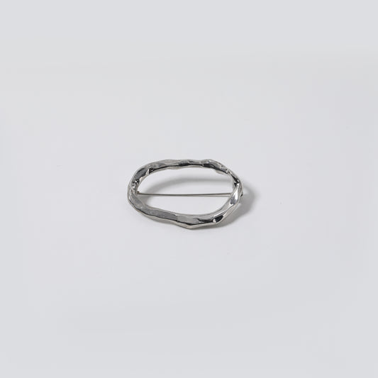 Silver Irregular Round Brooch