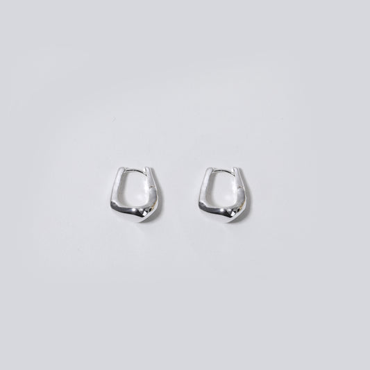 Silver Irregular Square Hoop Earrings