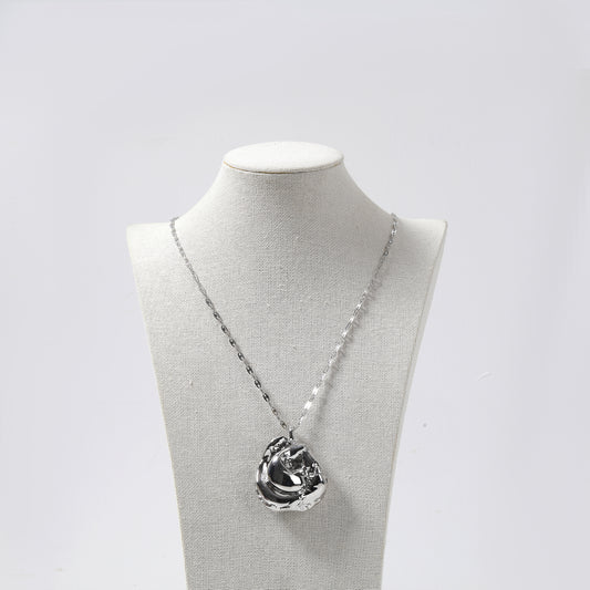 Silver Large Sculptural Pendant Paperclip Chain Necklace