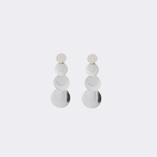 Silver Layered Circle Drop Earrings